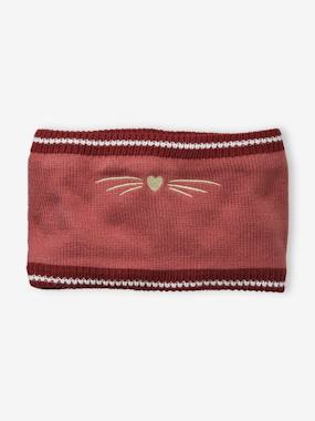 Girls-Accessories-Winter Hats, Scarves, Gloves & Mittens-Rib Knit Snood with Embroidered Cat