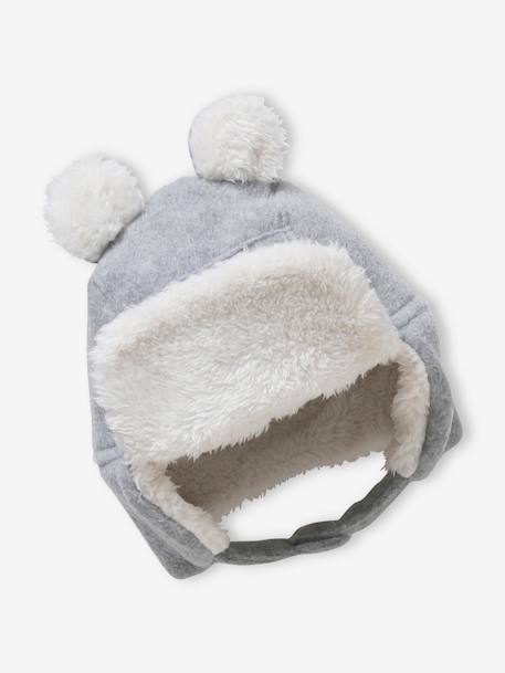 Bear Chapka Hat + Snood + Mittens Set for Babies GREY LIGHT TWO COLOR/MULTICOL - vertbaudet enfant 