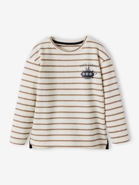-Striped Top with Fish on the Chest, for Boys