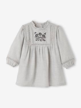 Dress with Embroidered Cravat for Babies  - vertbaudet enfant
