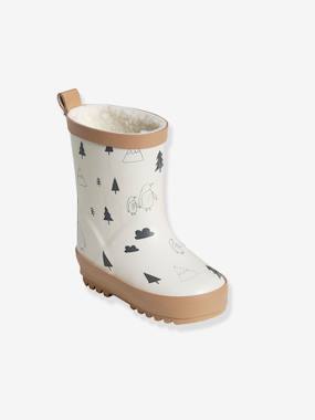 Shoes-Furry Wellies in Natural Rubber for Baby Girls