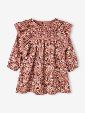 Floral Dress with Smocking, for Babies  - vertbaudet enfant
