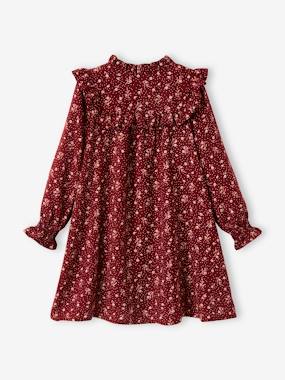 -Dress with Ruffles, Floral Print, for Girls