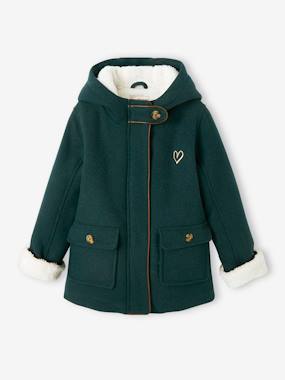 Coat & jacket-Woollen Coat with Hood & Sherpa Lining for Girls