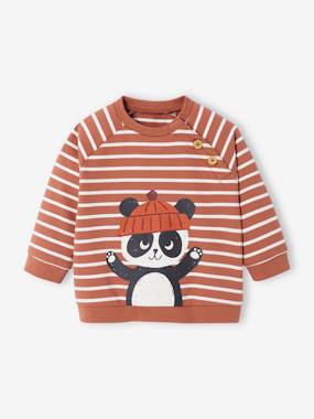 Baby-Jumpers, Cardigans & Sweaters-Striped Fleece Sweatshirt for Babies