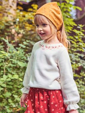 Girls-Cardigans, Jumpers & Sweatshirts-Sweatshirt with Floral Embroidery, for Girls