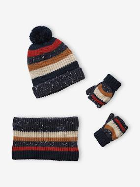 Garçon-Accessoires-Ensemble garçon bonnet + snood + mitaines