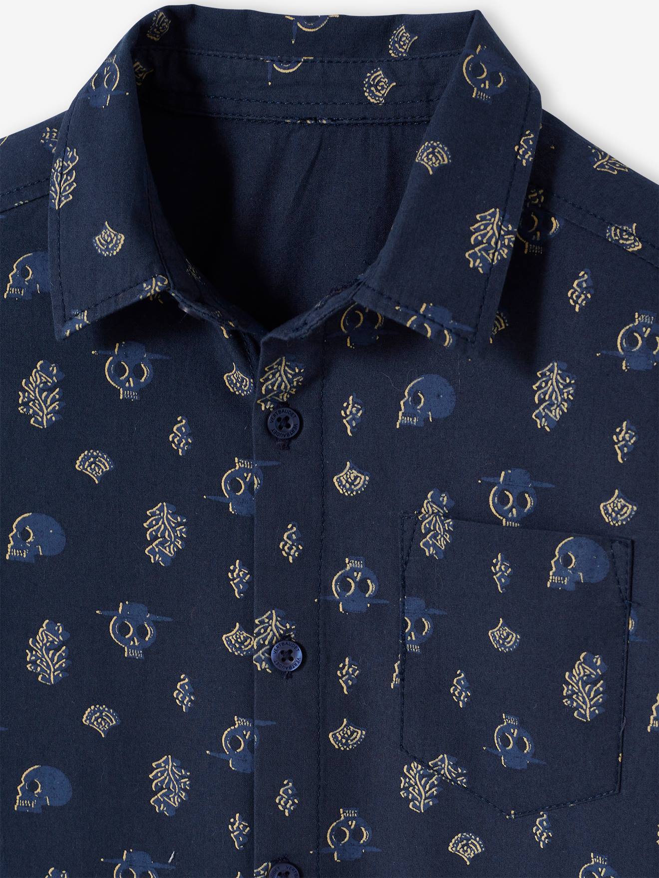 Shirt with Gypsy Motifs for Boys - blue dark all over printed, Boys, image size:1320x1760