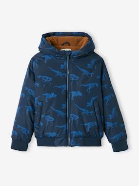 Hooded Jacket with Dinosaur Motifs & Polar Fleece Lining for Boys  - vertbaudet enfant