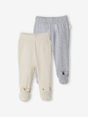 Baby-Pack of 2 Pairs of Footed Trousers for Babies