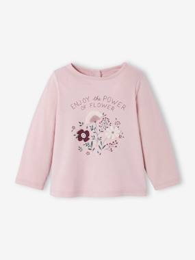 Baby-T-shirts & Roll Neck T-Shirts-T-shirts-Top with Flowers in Relief for Babies