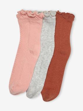 -Pack of 3 Pairs of Openwork Socks for Girls