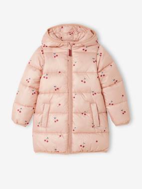 Coat & jacket-Lightweight Padded Coat with Cherry Print for Girls