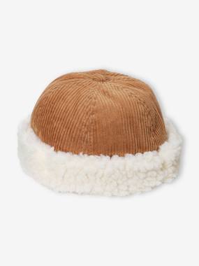 Garçon-Accessoires-Bonnet "beanie" garçon en velours et sherpa