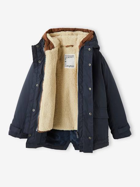 Parka 3 en 1 garçon avec blouson amovible bleu grisé+kaki+Marine grisé+noix de pécan - vertbaudet enfant 