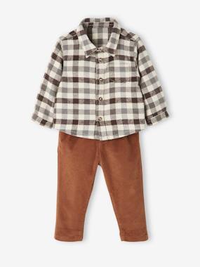 Flannel Shirt + Corduroy Trousers Combo for Babies  - vertbaudet enfant