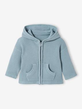 -Honeycomb Stitch Hooded Cardigan for Babies