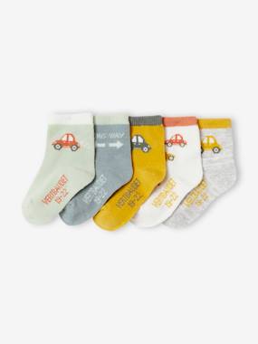 Baby-Socks & Tights-Pack of 5 Pairs of Socks with Cars for Baby Boys