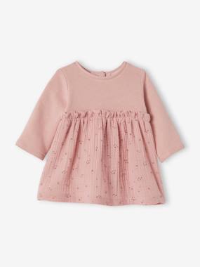 -Dual Fabric Dress in Velour for Babies