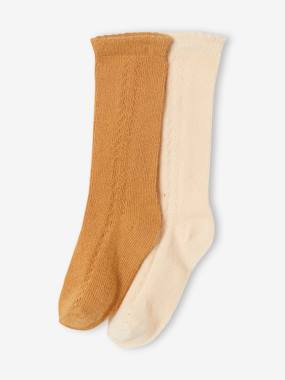 -Pack of 2 Pairs of Knee-High Openwork Socks for Baby Girls