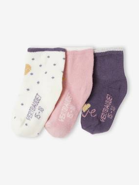 -Pack of 3 Pairs of Bunny & Hearts Socks for Baby Girls