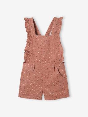 Girls-Dungarees & Playsuits-Printed Corduroy Dungarees for Girls