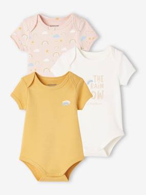 Pack of 3 Short Sleeve "Rainbow" Bodysuits for Babies  - vertbaudet enfant