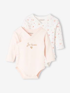 Baby-Pack of 2 Long Sleeve Bodysuits, Full-Length Opening, for Babies