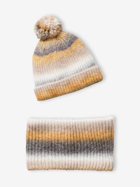 Girls-Accessories-Jacquard Beanie + Snood + Gloves Set for Girls