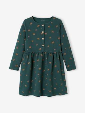 Girls-Printed Dress in Jersey Knit in Relief, for Girls