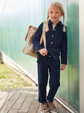 Girls-Dungarees & Playsuits-Corduroy Jumpsuit for Girls