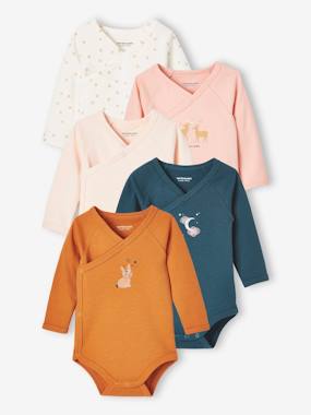 Baby-Pack of 5 Long Sleeve Bodysuits, Full-Length Opening, for Babies
