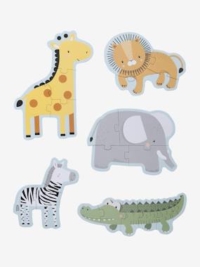 Toys-5 Progressive Puzzles with 3 to 6 Cardboard Pieces, Savannah