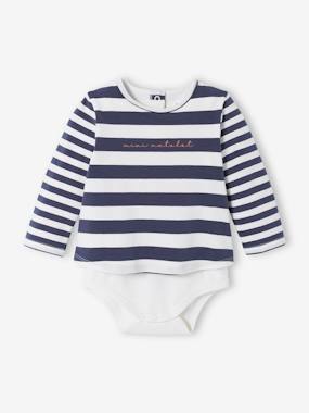 T-shirt marinière body bébé manches longues  - vertbaudet enfant