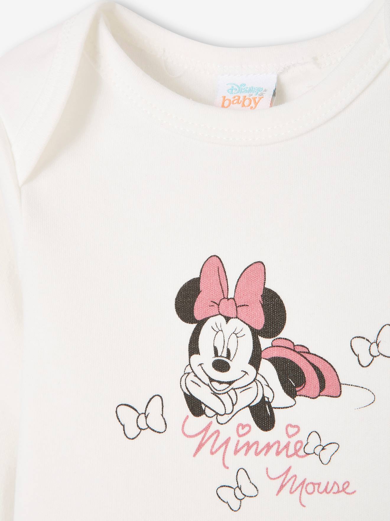 Lot de 3 bodies manches longues Minnie Disney en coton pour bébé fille