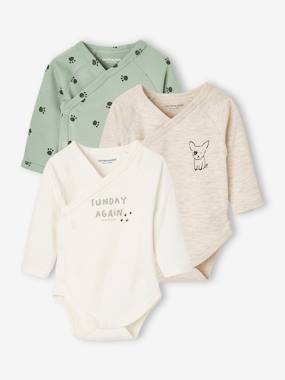Baby-Pack of 3 Long Sleeve Bodysuits for Newborn Babies