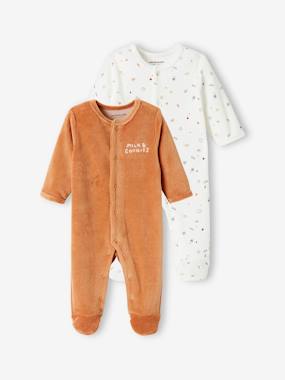 -Pack of 2 "Bears" Velour Sleepsuits for Baby Boys