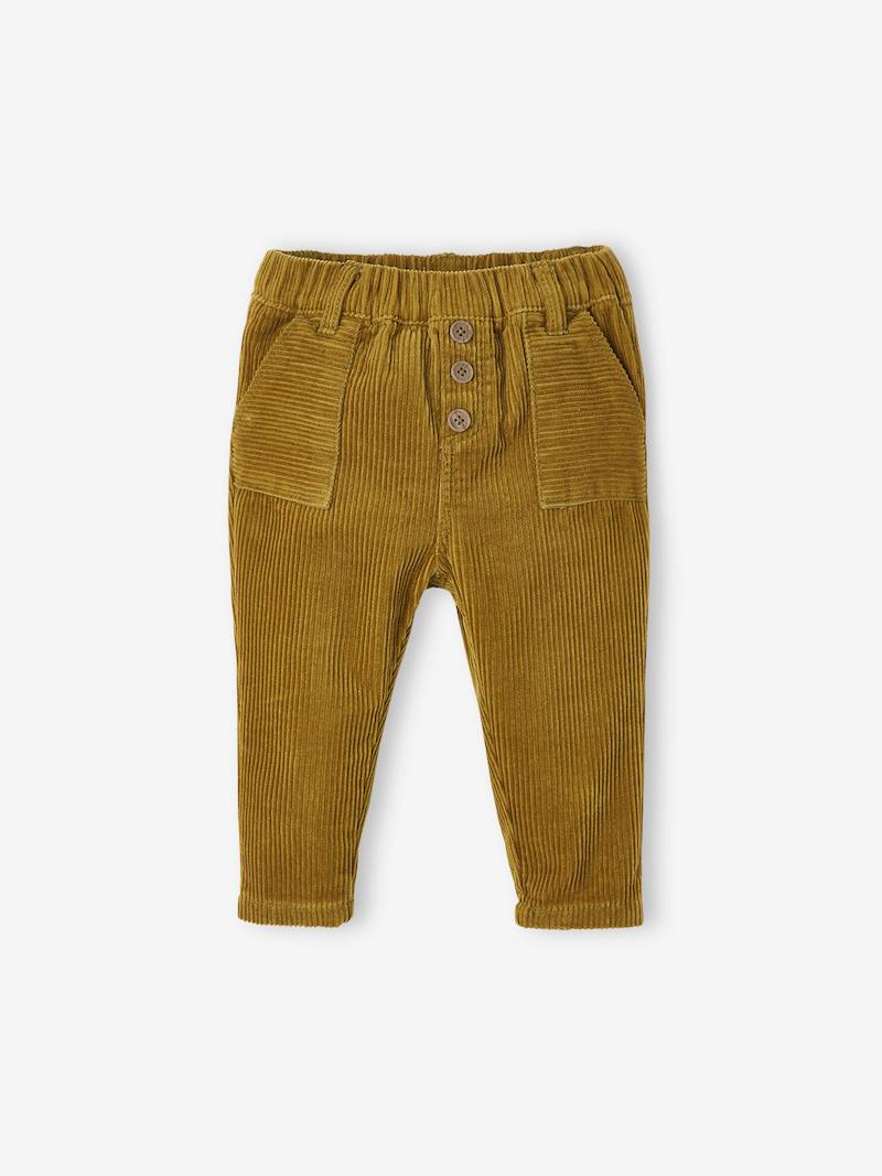 Corduroy Trousers for Babies - green dark solid, Baby