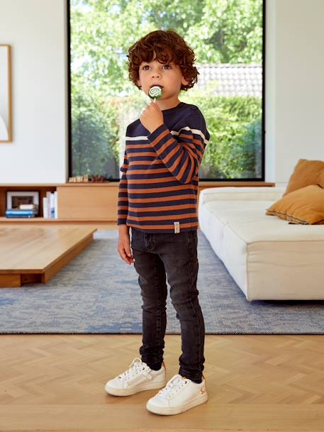 Sailor-Style Striped Jumper for Boys BROWN MEDIUM STRIPED+ecru+green+GREEN MEDIUM SOLID WITH DESIG - vertbaudet enfant 