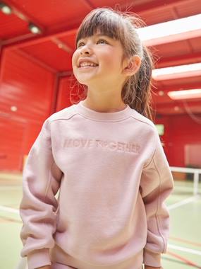 Girls-Cardigans, Jumpers & Sweatshirts-"Move together" Fleece Sweatshirt & Joggers Combo for Girls