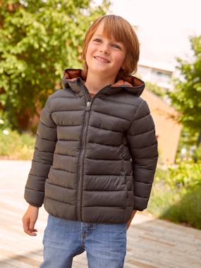 Vestes et manteaux-Doudoune légère à capuche garçon garnissage en polyester recyclé