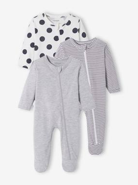Bébé-Pyjama, surpyjama-Lot de 3 pyjamas bébé en jersey ouverture zippée