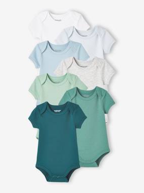 -Pack of 7 Short Sleeve Bodysuits, Full-Length Opening, for Babies