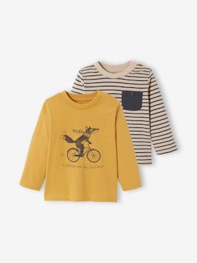 Vertbaudet Basics-Bébé-Lot de 2 T-shirts bébé motif animal et rayé