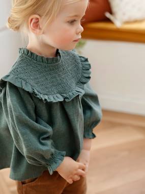 Baby-Blouses & Shirts-Smocked Blouse with Matching Headband