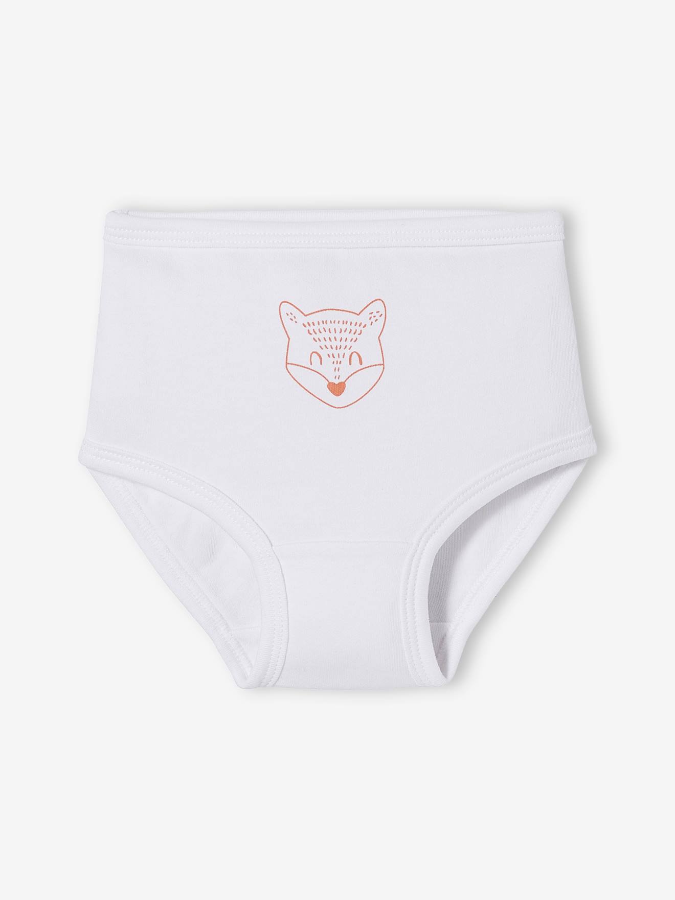 Pack of 5 Nappy Cover Briefs in Pure Cotton, for Babies - white