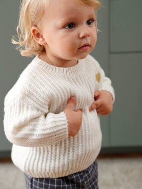 -Knitted Jumper with Golden Heart for Babies