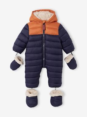 Coat & jacket-Lined & Padded Colourblock Pramsuit for Babies