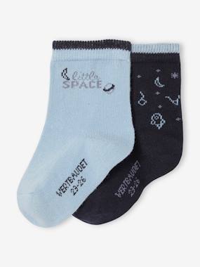 -Pack of 2 Pairs of Space Socks for Baby Boys