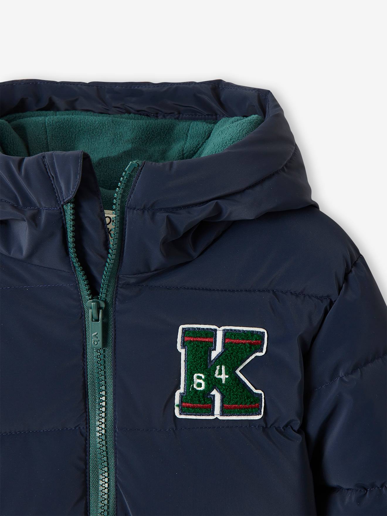 College Style Padded Jacket with Badge & Lined in Polar Fleece for